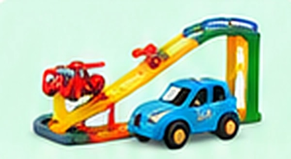 Toy car track with cars